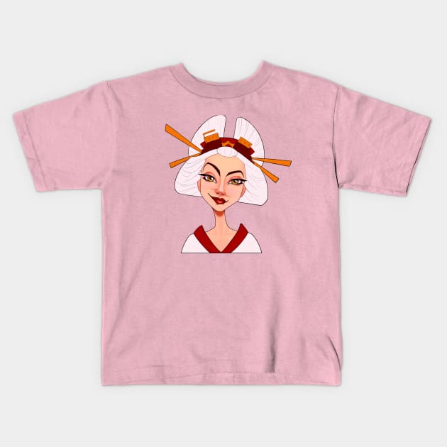 Byakko cunningly smiling Kids T-Shirt by Yana Graffox